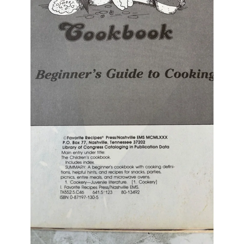 Vintage 1980 The Childrens Cookbook Beginners Guide Favorite Recipes‎ Spiral